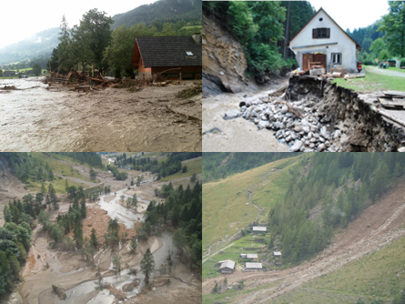 Examples of natural hazards: Damage due to floods and mudslides